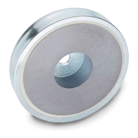 JW Winco 50.4-HF-100-22-10.5 Retaining Magnet Assembly Disc-Shaped W/Thru Hole - 3.94 Dia., Steel